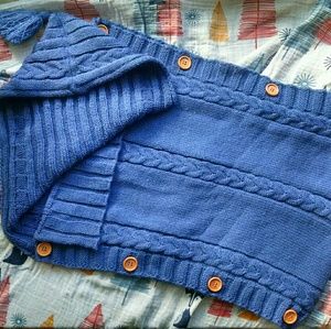 Blue sweater knit baby sack